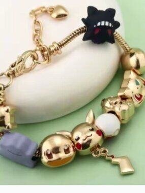 Gold Plated Pokémon Charm Bracelet Adjustable Sizing Design